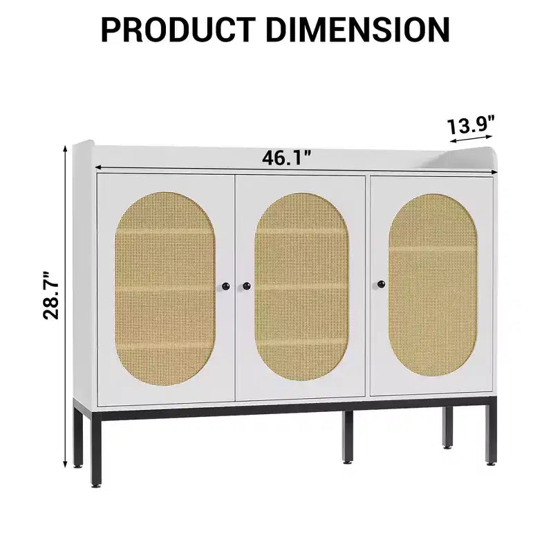 Meuble à chaussures avec 3 portes en rotin, organisateur de rangement à chaussures sur pied à 7 niveaux avec étagères réglables pour entrée, couloir, salon