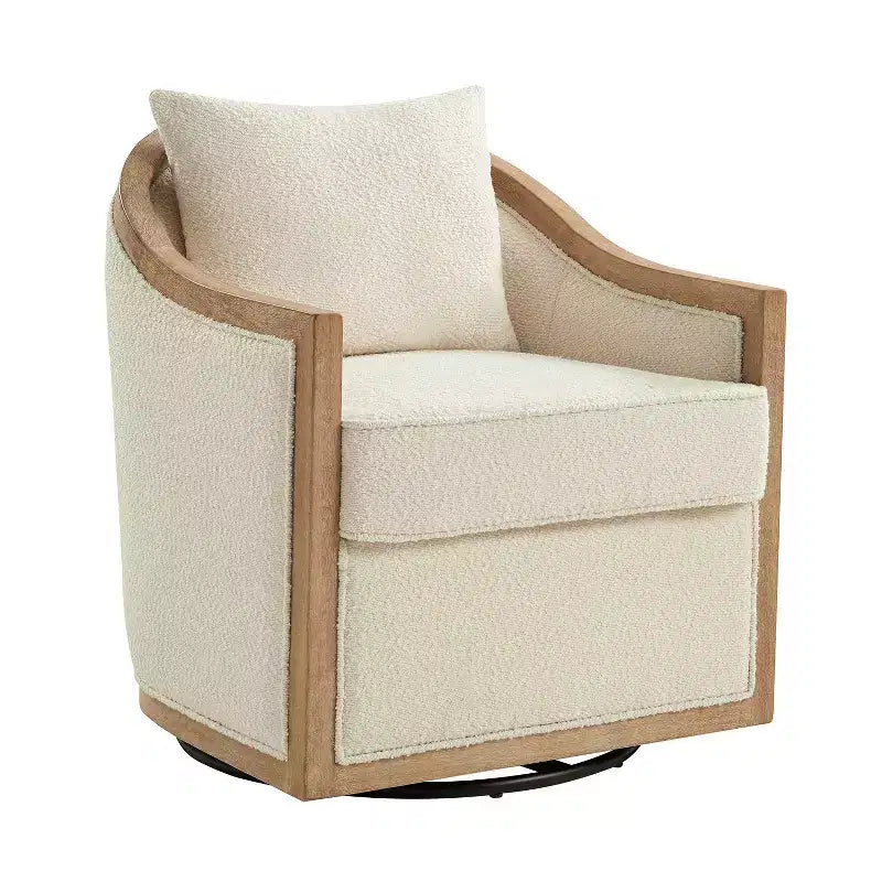 Gordon Farmhouse Rattan Solid Wood Armchair with Solid Wood Edging|ART OF LIVING DESIGNS-IVORY