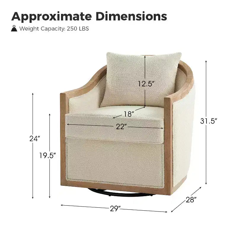 Fauteuil en rotin et bois massif style Ferme, avec bordure en bois massif, IVOIRE