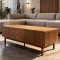 Modern Fluted Lift-Top Coffee Table with Hidden Storage & Artisan-Textured Drawers - Walnut Gaoyangjiaju