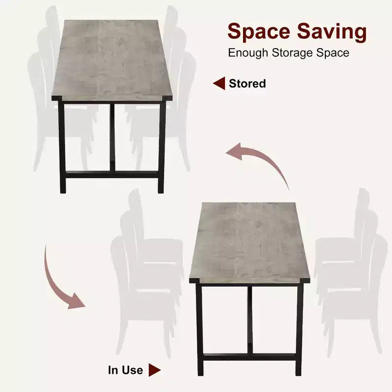 Table de salle à manger pour 6-8 personnes, table de cuisine robuste de 180 cm, table de salle à manger rectangulaire de style ferme avec pieds métalliques solides, pour grande famille, appartement, coin repas