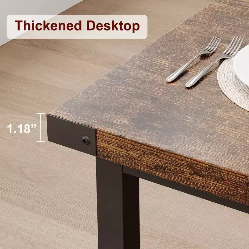 Table de salle à manger pour 6-8 personnes, table de cuisine robuste de 180 cm, table de salle à manger rectangulaire de style ferme avec pieds métalliques solides, pour grande famille, appartement, coin repas
