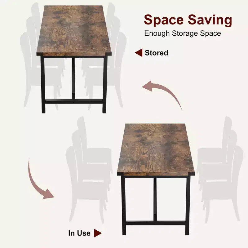 Table de salle à manger pour 6-8 personnes, table de cuisine robuste de 180 cm, table de salle à manger rectangulaire de style ferme avec pieds métalliques solides, pour grande famille, appartement, coin repas