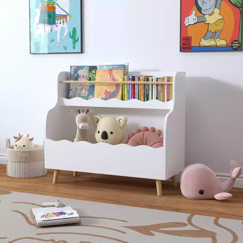 Bibliothèque pour enfants, Organisateur de livres pour enfants, Meuble de rangement pour jouets, Blanc