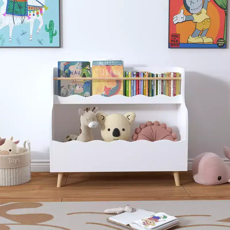 Bibliothèque pour enfants, Organisateur de livres pour enfants, Meuble de rangement pour jouets, Blanc