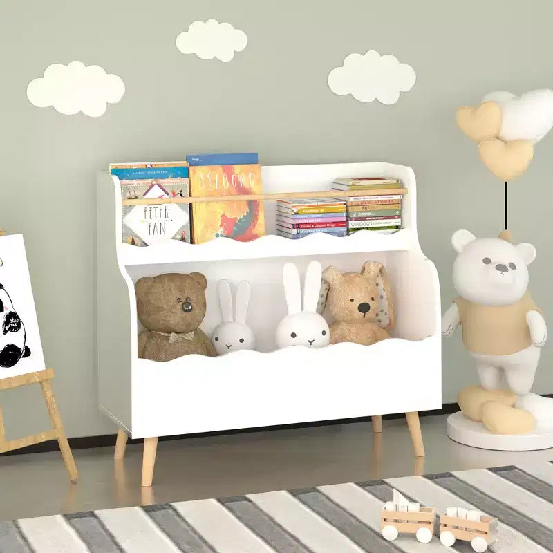 Bibliothèque pour enfants, Organisateur de livres pour enfants, Meuble de rangement pour jouets, Blanc
