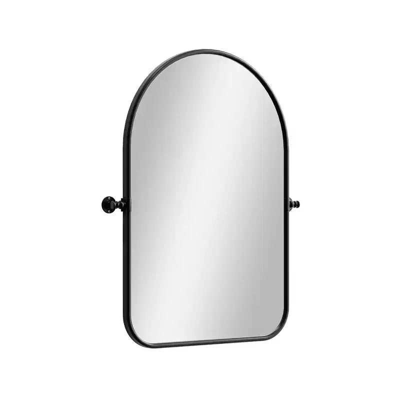 HomeRoots 32 Black Iron Arch Tilting Framed Bathroom Vanity Mirror