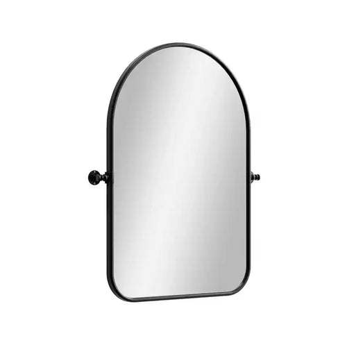 HomeRoots 32 Black Iron Arch Tilting Framed Bathroom Vanity Mirror
