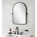 Miroir de salle de bain inclinable encadré, arche en fer noir, 32 po