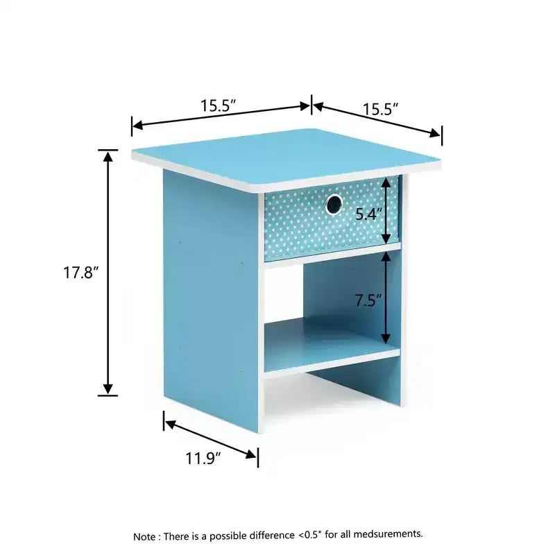 Lot de 2 tables de chevet/bout de canapé avec tiroir de rangement et étagère ouverte