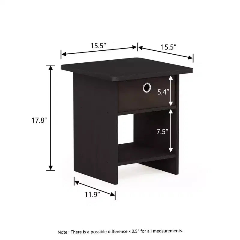 Lot de 2 tables de chevet/bout de canapé avec tiroir de rangement et étagère ouverte