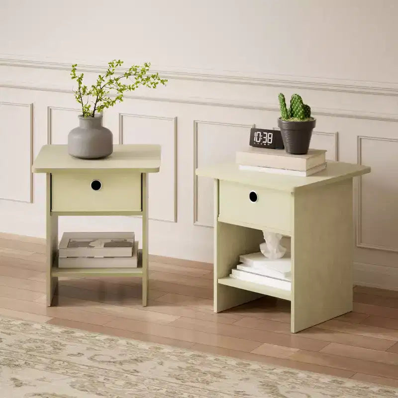 Lot de 2 tables de chevet/bout de canapé avec tiroir de rangement et étagère ouverte