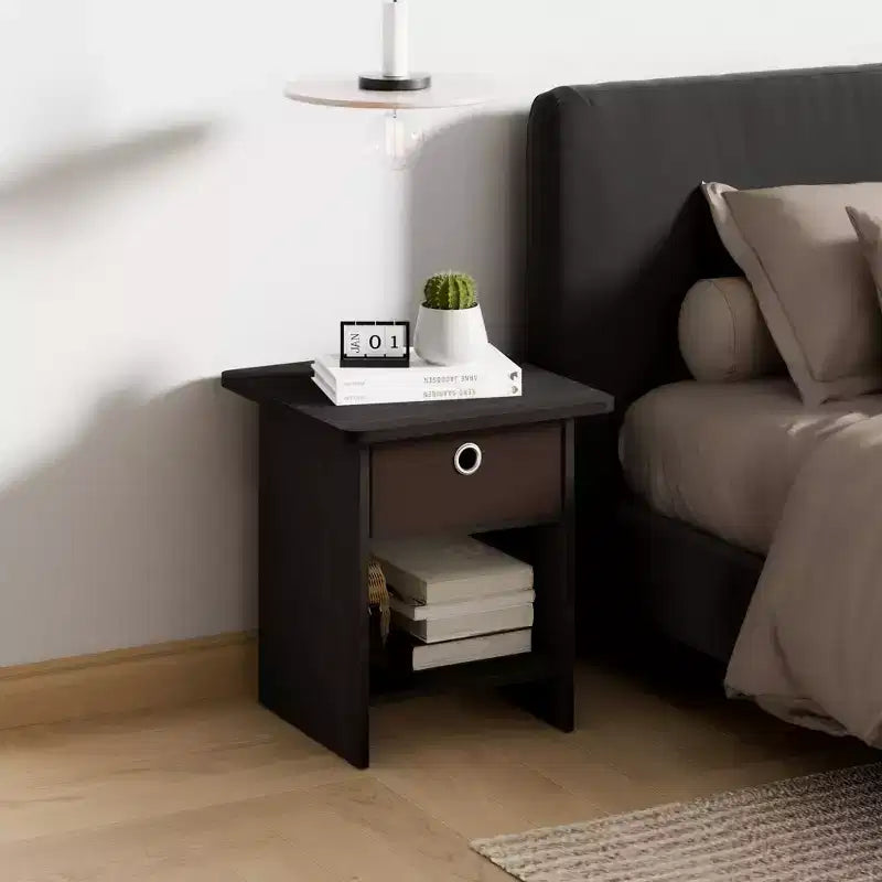 Lot de 2 tables de chevet/bout de canapé avec tiroir de rangement et étagère ouverte