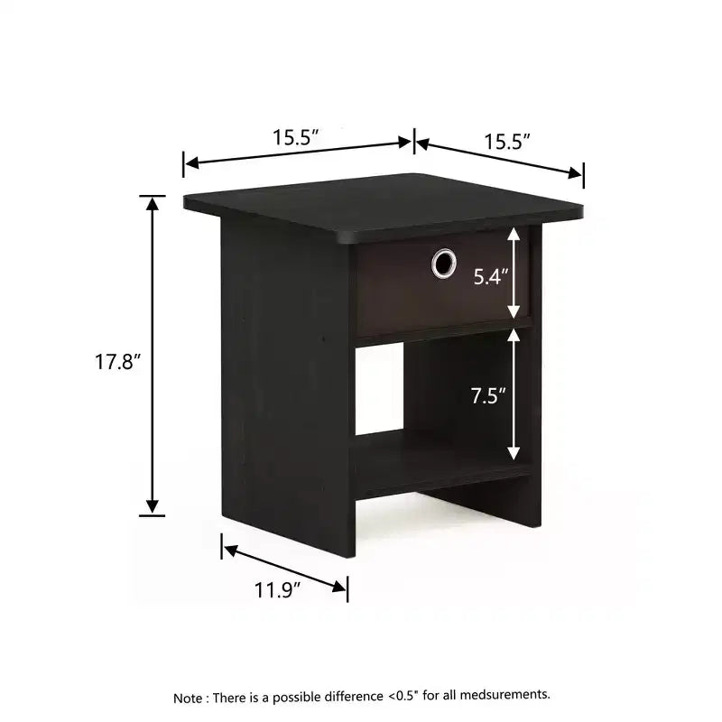 Lot de 2 tables de chevet/bout de canapé avec tiroir de rangement et étagère ouverte
