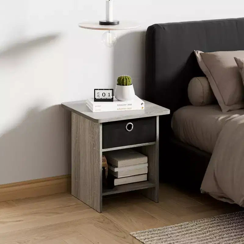 Lot de 2 tables de chevet/bout de canapé avec tiroir de rangement et étagère ouverte