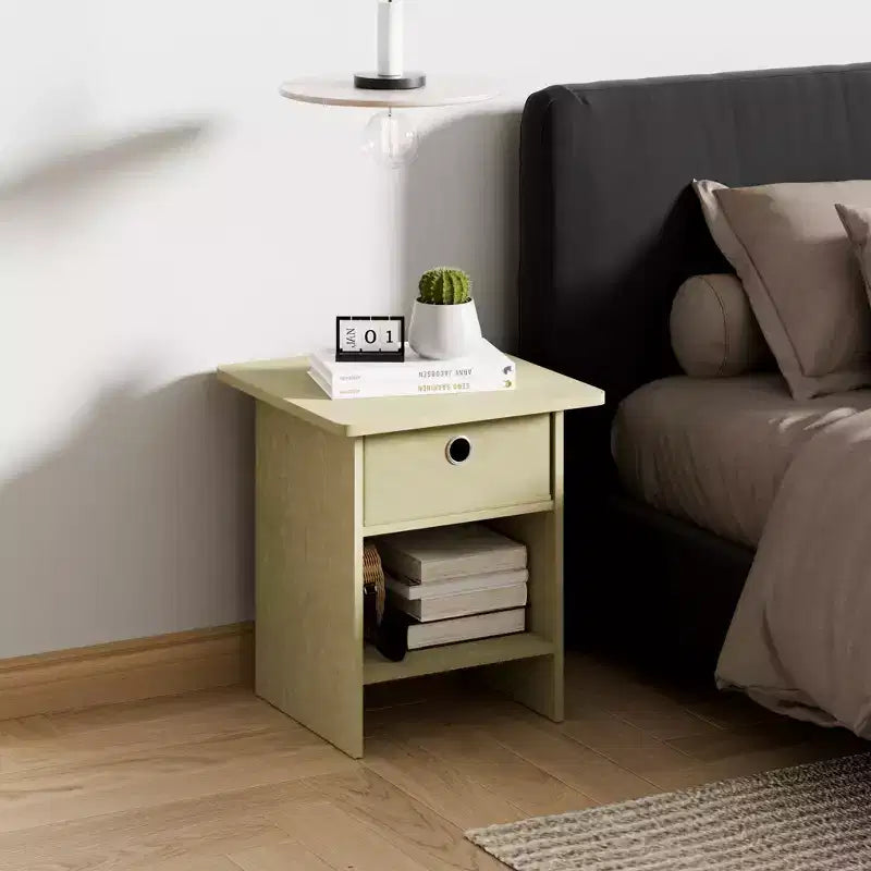 Lot de 2 tables de chevet/bout de canapé avec tiroir de rangement et étagère ouverte