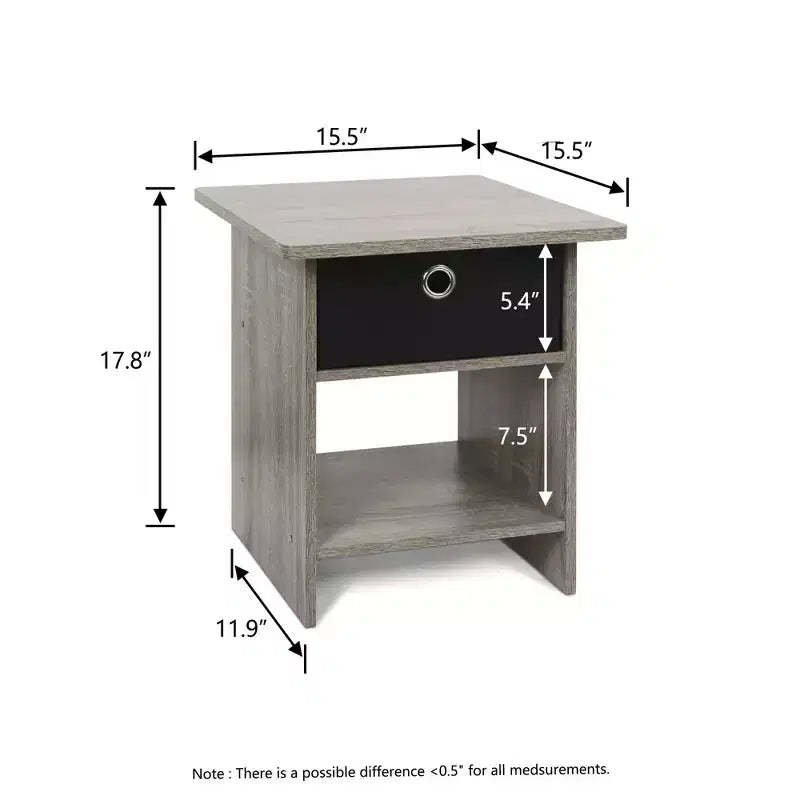 Lot de 2 tables de chevet/bout de canapé avec tiroir de rangement et étagère ouverte