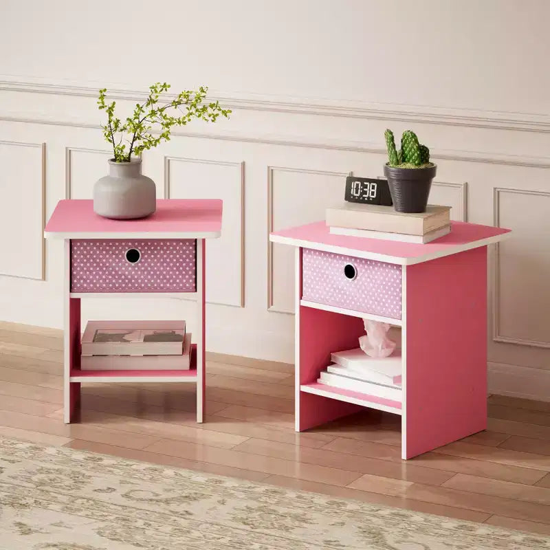 Lot de 2 tables de chevet/bout de canapé avec tiroir de rangement et étagère ouverte