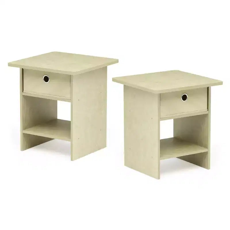 HOMLUX 2PCS Nightstand Sofa End Table Bedside Table with Bin Drawer & Open Shelf