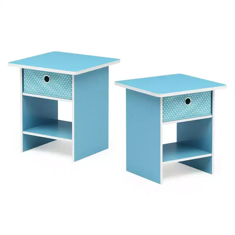 Lot de 2 tables de chevet/bout de canapé avec tiroir de rangement et étagère ouverte