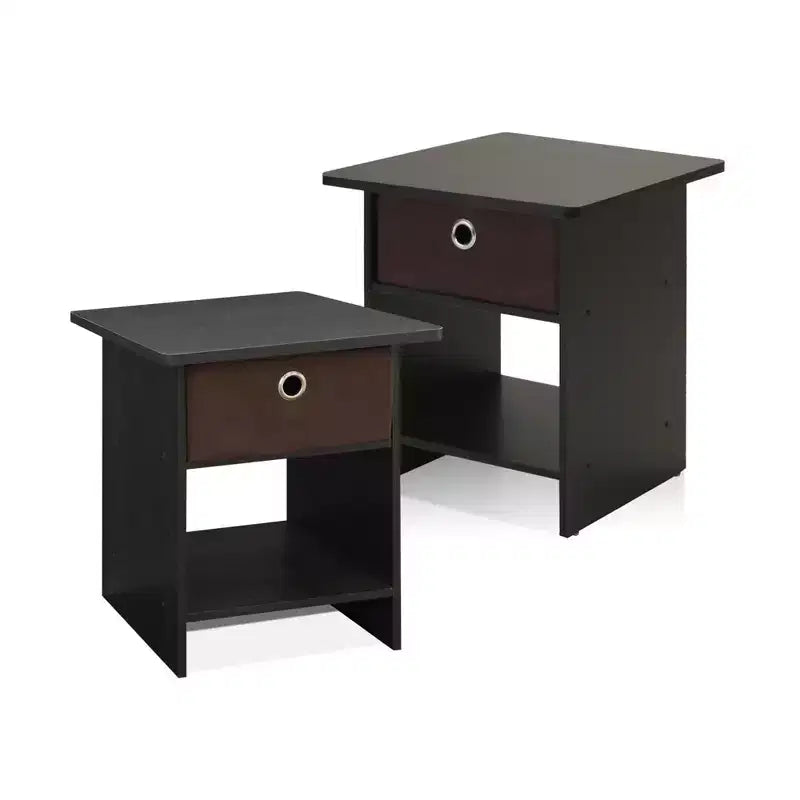Lot de 2 tables de chevet/bout de canapé avec tiroir de rangement et étagère ouverte