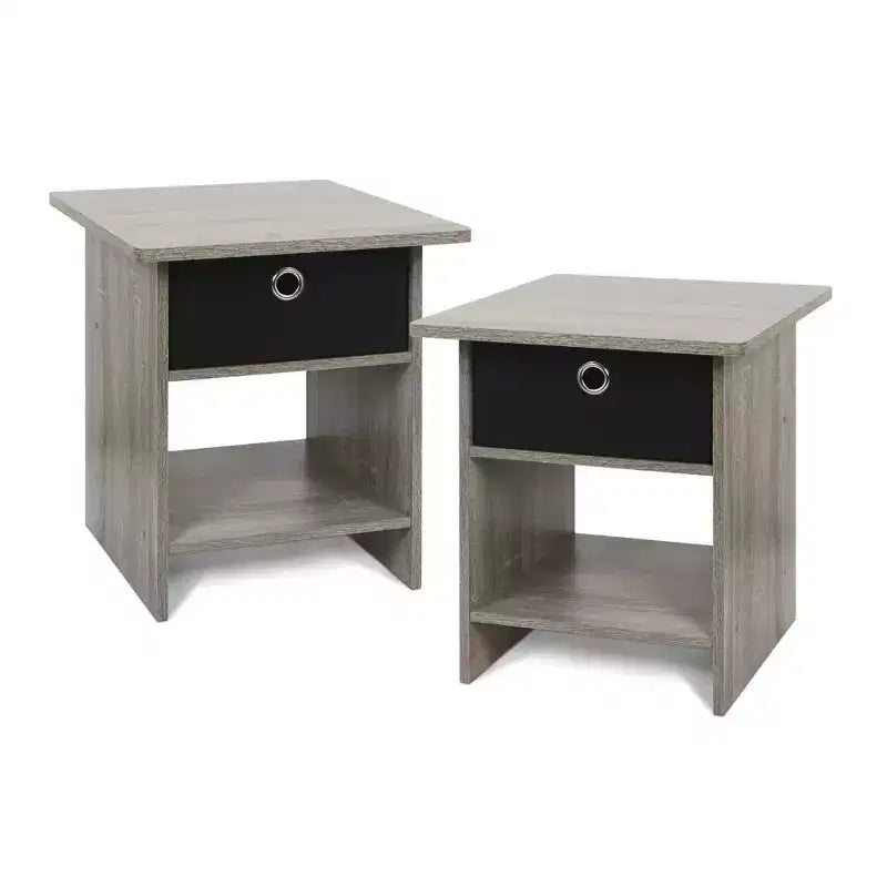 Lot de 2 tables de chevet/bout de canapé avec tiroir de rangement et étagère ouverte