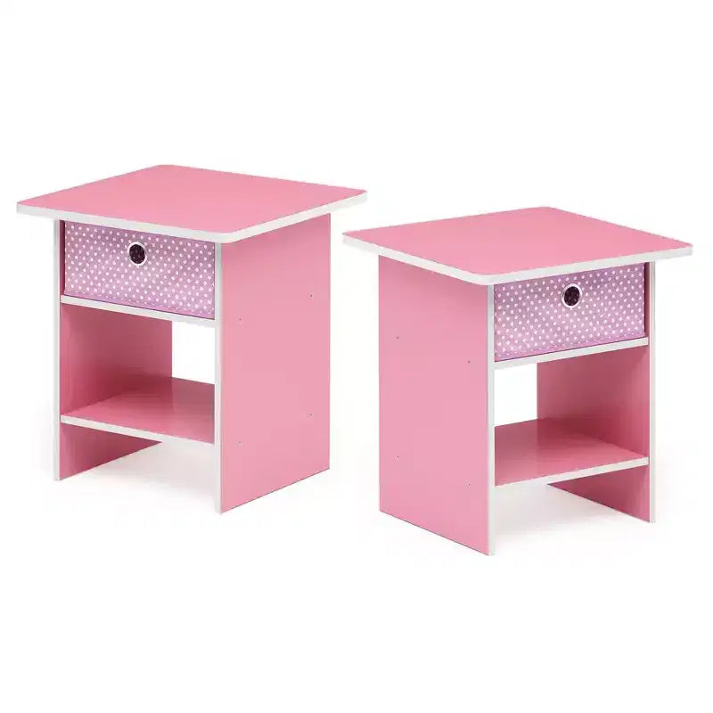 Lot de 2 tables de chevet/bout de canapé avec tiroir de rangement et étagère ouverte