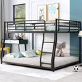 Metal Bunk Bed Twin XL over Queen Size with Ladder and High Guardrail, Heavy Duty Full Size Bunk Bed Frame for Kids Teens Adults