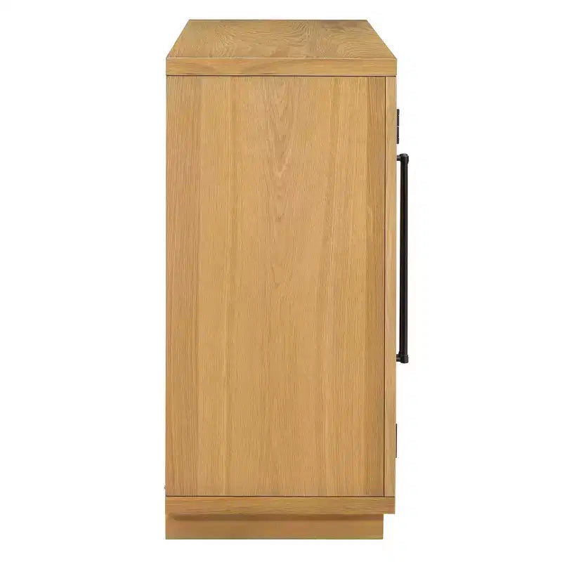 Bahut vaisselier 4 portes avec grand espace de rangement, portes vitrées et étagères réglables pour salle à manger et salon, bois naturel