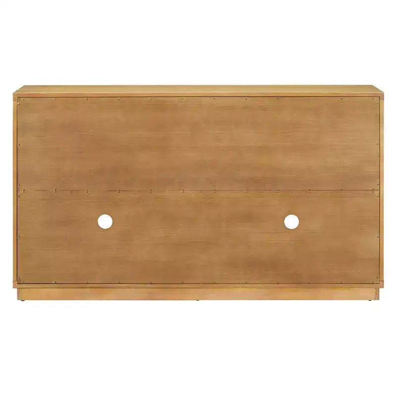 Bahut vaisselier 4 portes avec grand espace de rangement, portes vitrées et étagères réglables pour salle à manger et salon, bois naturel