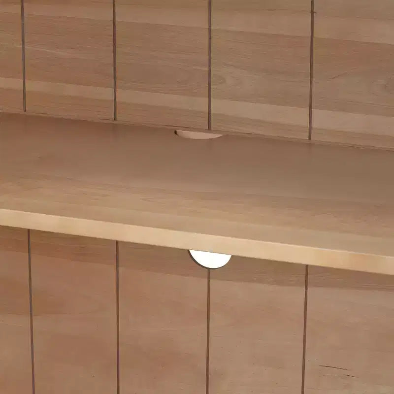 Bahut vaisselier 4 portes avec grand espace de rangement, portes vitrées et étagères réglables pour salle à manger et salon, bois naturel