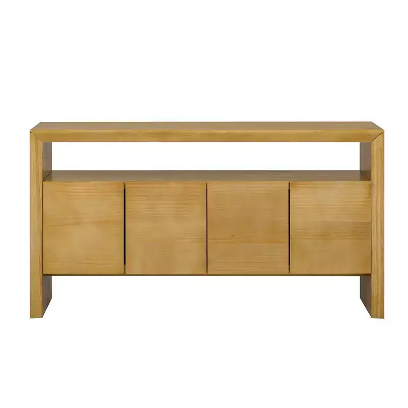 Luxystar Modern Sideboard Buffet Cabinet with 4 Door and Open Shelf Console Table, Natural