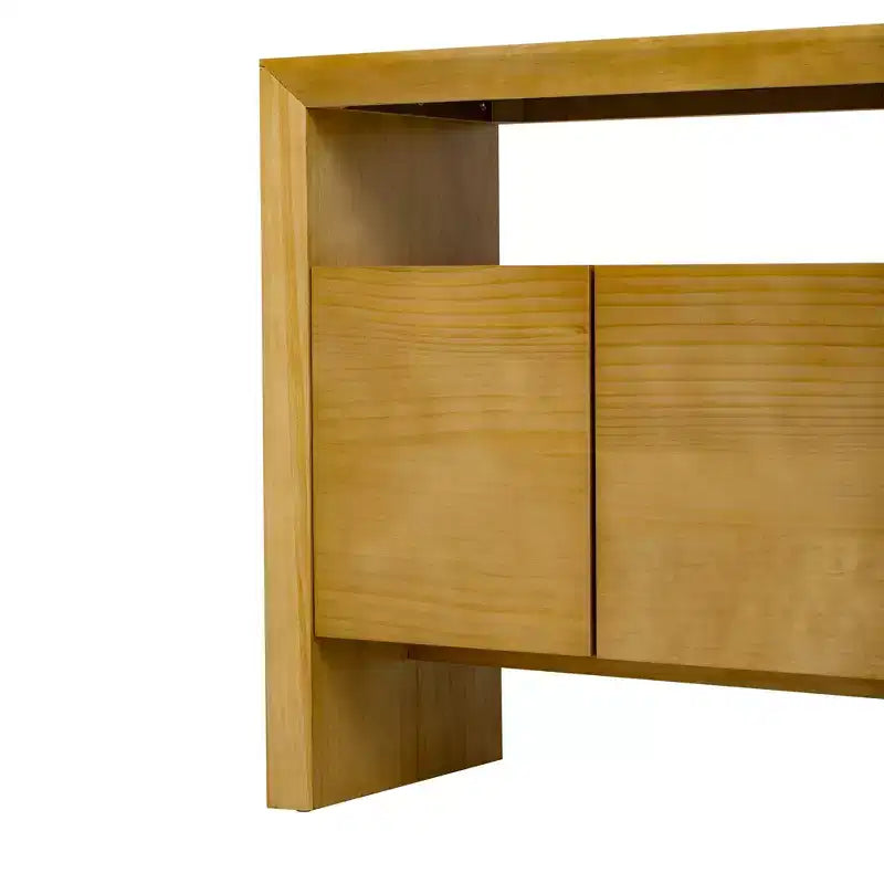 Buffet moderne avec 4 portes et console à étagère ouverte, naturel