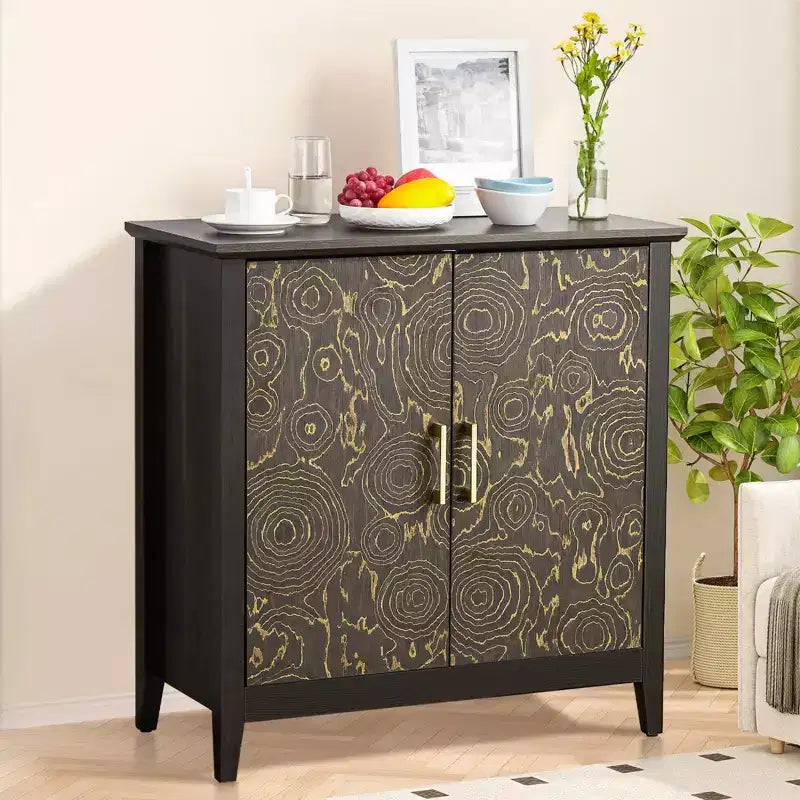 Sideboard Buffet Cabinet with Storage, Modern Storage Cabinets with Adjustable Shelves, Console Table for Kitchen Dining Room Entryway, Black