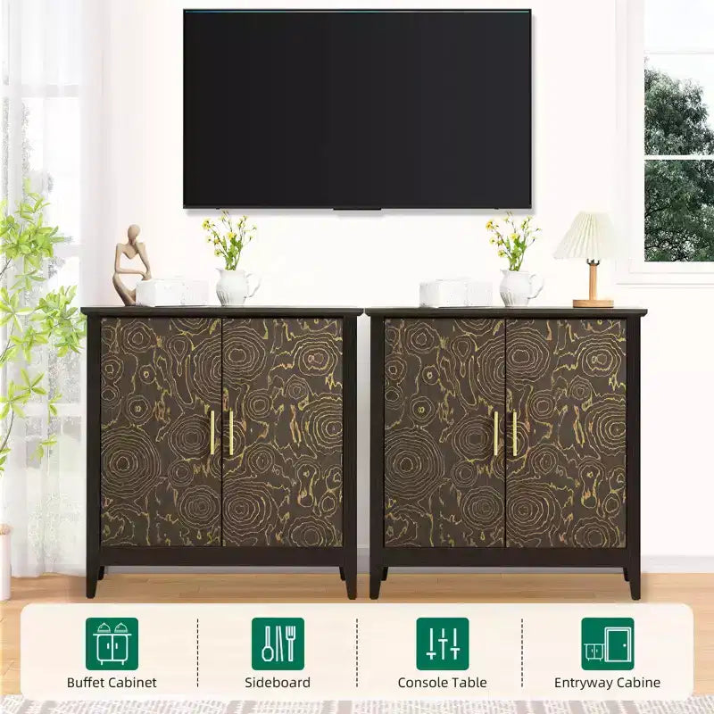 Buffet de salle à manger avec rangement, Armoire de rangement moderne avec étagères réglables, Console pour cuisine, salle à manger, entrée, Noir