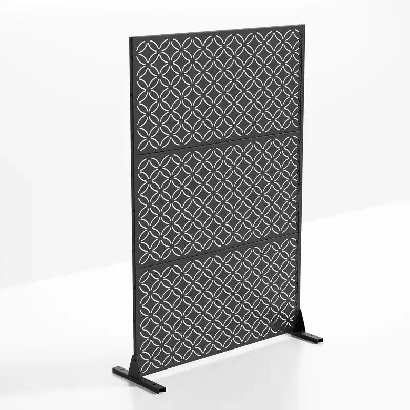 Brise-vue en acier galvanisé, Cloison de séparation autoportante décorative pour balcon et jardin, 1 pièce