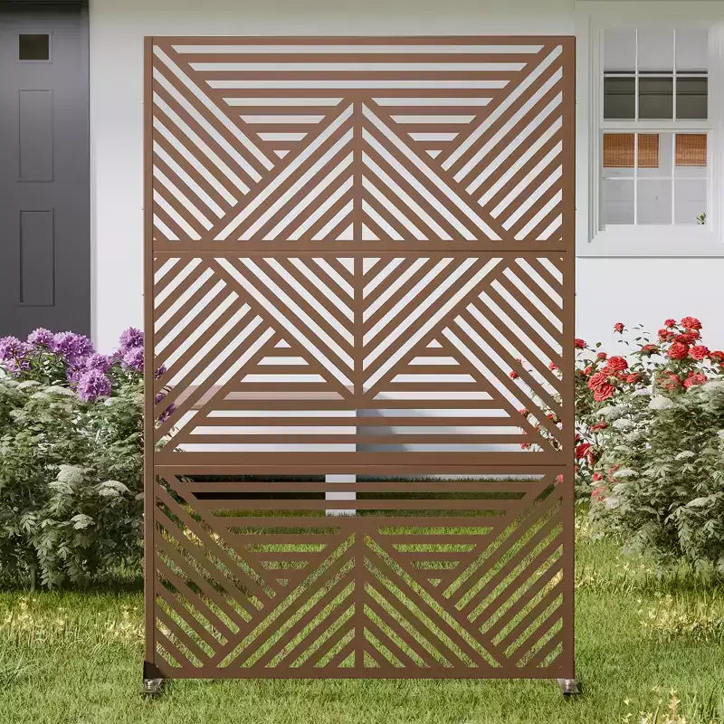 Brise-vue en acier galvanisé, Cloison de séparation autoportante décorative pour balcon et jardin, 1 pièce