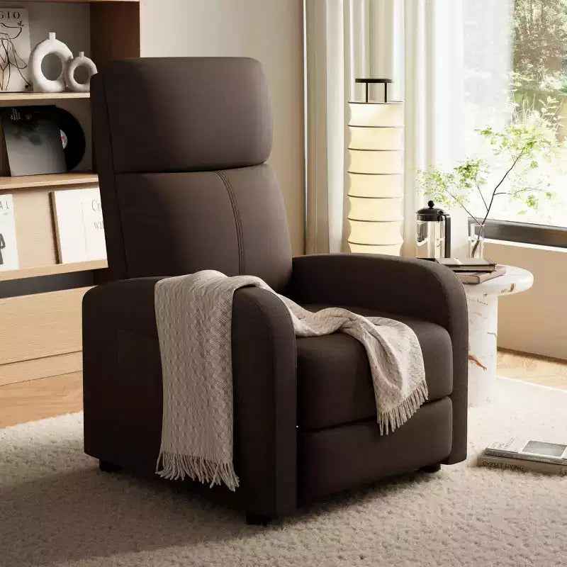 Fauteuil inclinable adulte confortable - Manuel, réglable, avec haut dossier, accoudoirs larges et poche latérale pour salon et cinéma maison