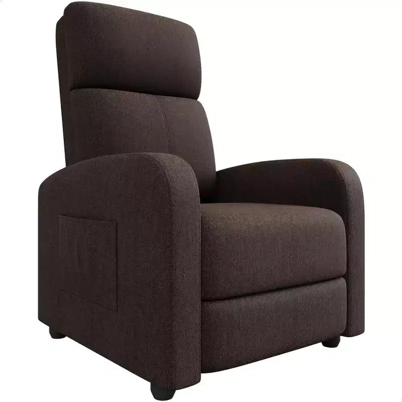 Comfortable Adult Recliner Chair  Manual Adjustable with Tall Back, Wide Arms & Side Pocket for Living Room Home Theater