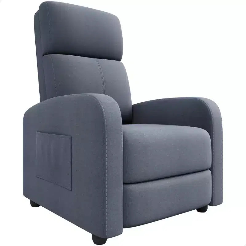 Fauteuil inclinable adulte confortable - Manuel, réglable, avec haut dossier, accoudoirs larges et poche latérale pour salon et cinéma maison