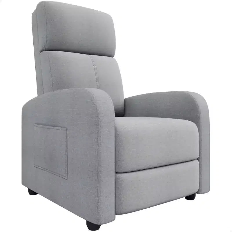 Fauteuil inclinable adulte confortable - Manuel, réglable, avec haut dossier, accoudoirs larges et poche latérale pour salon et cinéma maison
