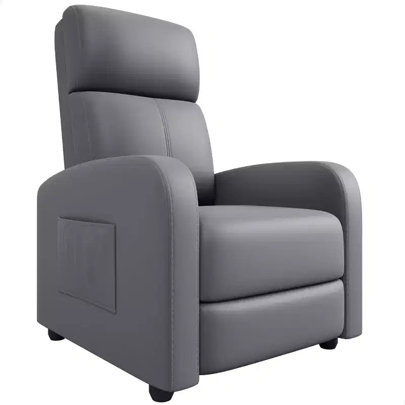 Fauteuil inclinable adulte confortable - Manuel, réglable, avec haut dossier, accoudoirs larges et poche latérale pour salon et cinéma maison
