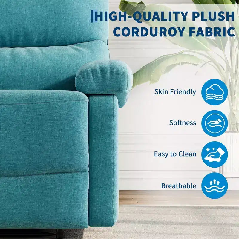 Fauteuil inclinable manuel en tissu avec poche latérale, canapé simple réglable avec support dorsal ergonomique pour chambre d'enfant