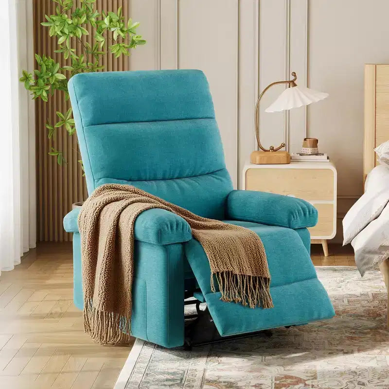 Fauteuil inclinable manuel en tissu avec poche latérale, canapé simple réglable avec support dorsal ergonomique pour chambre d'enfant