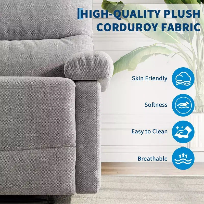 Fauteuil inclinable manuel en tissu avec poche latérale, canapé simple réglable avec support dorsal ergonomique pour chambre d'enfant