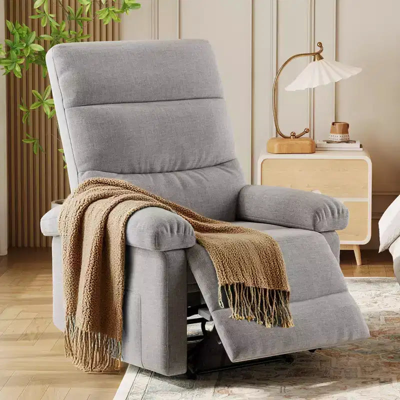 Fauteuil inclinable manuel en tissu avec poche latérale, canapé simple réglable avec support dorsal ergonomique pour chambre d'enfant
