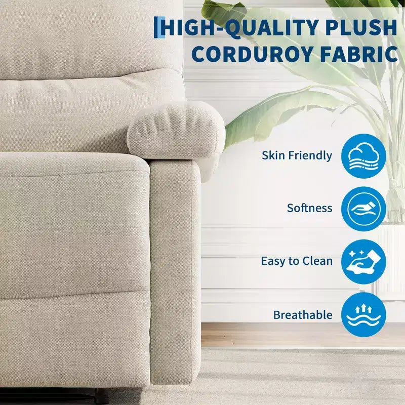 Fauteuil inclinable manuel en tissu avec poche latérale, canapé simple réglable avec support dorsal ergonomique pour chambre d'enfant