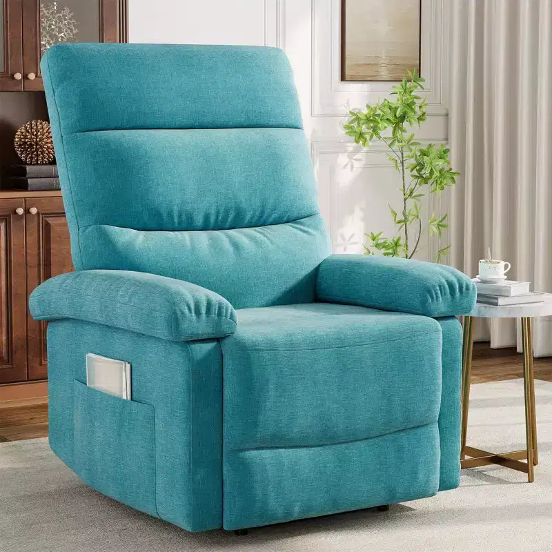Fauteuil inclinable manuel en tissu avec poche latérale, canapé simple réglable avec support dorsal ergonomique pour chambre d'enfant