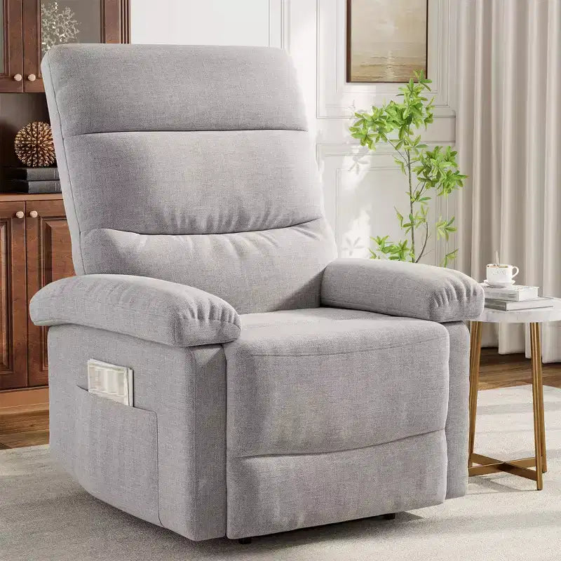 Fauteuil inclinable manuel en tissu avec poche latérale, canapé simple réglable avec support dorsal ergonomique pour chambre d'enfant