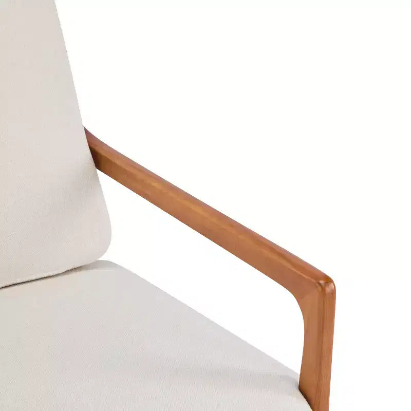 Fauteuil d'appoint moderne du milieu du siècle avec cadre en bois massif et coussins rembourrés, pour salon ou coin lecture, beige